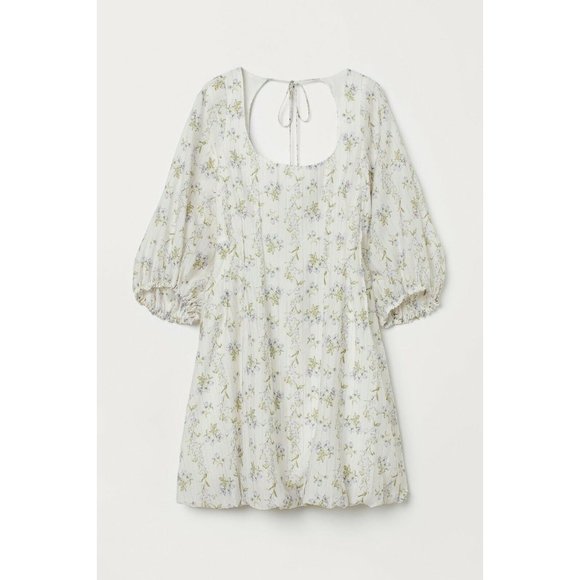 NWT BROCK COLLECTION X H&M COLLABORATION WHITE FLORAL BALLON HEM DRESS SZ MEDIUM - Picture 7 of 12